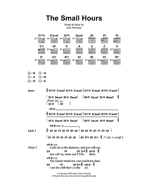 Preview Metallica The Small Hours Metal sheet music, notes and chords for Lyrics & Chords, SKU: 41493 sheet music, piano notes, chords, guitar tabs, score, transpose, transcribe, how to play, guide, download, learn, tutorial, progression, song, artist, awards, billboard, mtv, vh1, tour, single, album, release