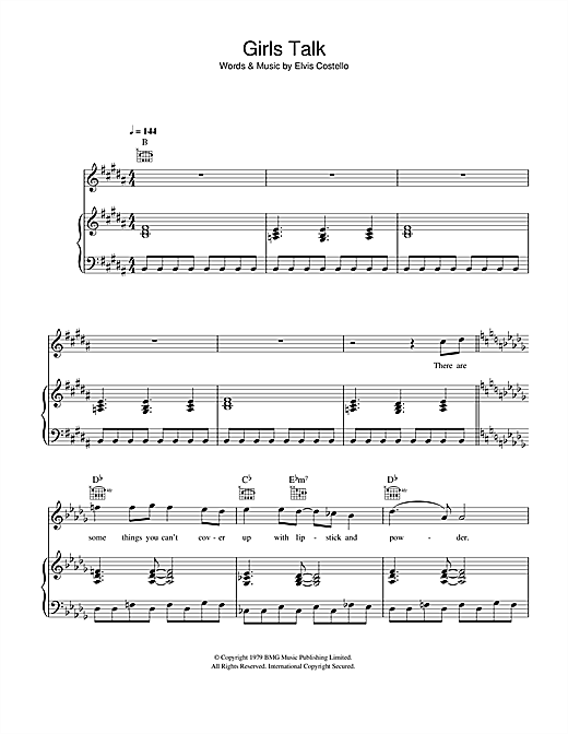 Preview Dave Edmunds Girls Talk Pop sheet music, notes and chords for Piano, Vocal & Guitar, SKU: 41544 sheet music, piano notes, chords, guitar tabs, score, transpose, transcribe, how to play, guide, download, learn, tutorial, progression, song, artist, awards, billboard, mtv, vh1, tour, single, album, release