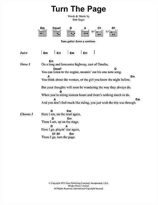 Preview Metallica Turn The Page Metal sheet music, notes and chords for Lyrics & Chords, SKU: 41596 sheet music, piano notes, chords, guitar tabs, score, transpose, transcribe, how to play, guide, download, learn, tutorial, progression, song, artist, awards, billboard, mtv, vh1, tour, single, album, release