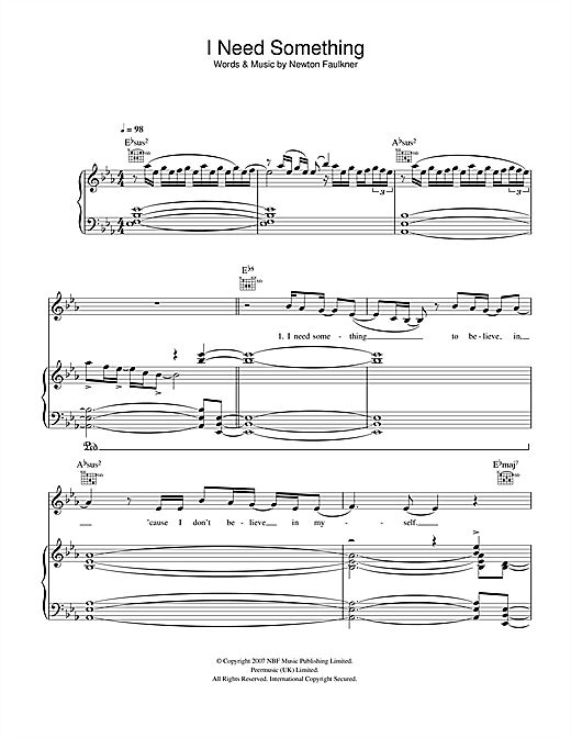 Preview Newton Faulkner I Need Something Rock sheet music, notes and chords for Piano, Vocal & Guitar, SKU: 41880 sheet music, piano notes, chords, guitar tabs, score, transpose, transcribe, how to play, guide, download, learn, tutorial, progression, song, artist, awards, billboard, mtv, vh1, tour, single, album, release