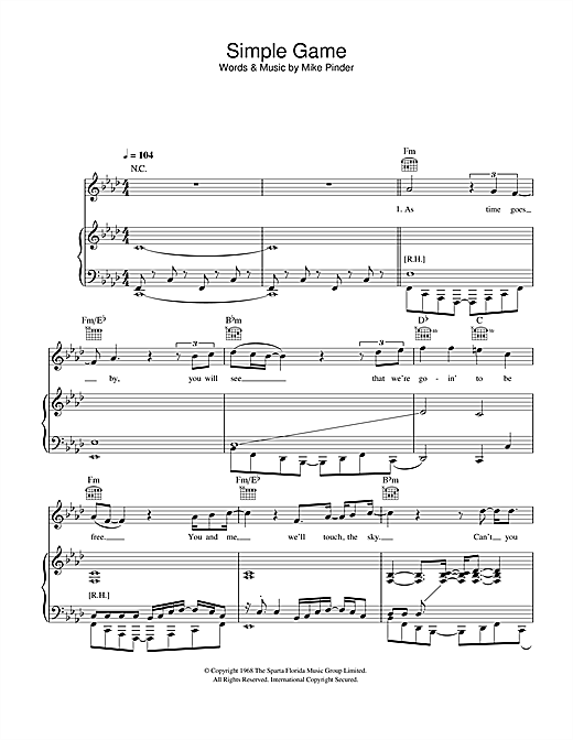 Preview The Four Tops A Simple Game Funk sheet music, notes and chords for Piano, Vocal & Guitar, SKU: 42013 sheet music, piano notes, chords, guitar tabs, score, transpose, transcribe, how to play, guide, download, learn, tutorial, progression, song, artist, awards, billboard, mtv, vh1, tour, single, album, release