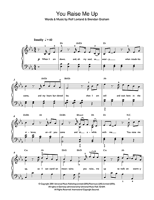 Preview Westlife You Raise Me Up Pop sheet music, notes and chords for Easy Piano, SKU: 42123 sheet music, piano notes, chords, guitar tabs, score, transpose, transcribe, how to play, guide, download, learn, tutorial, progression, song, artist, awards, billboard, mtv, vh1, tour, single, album, release