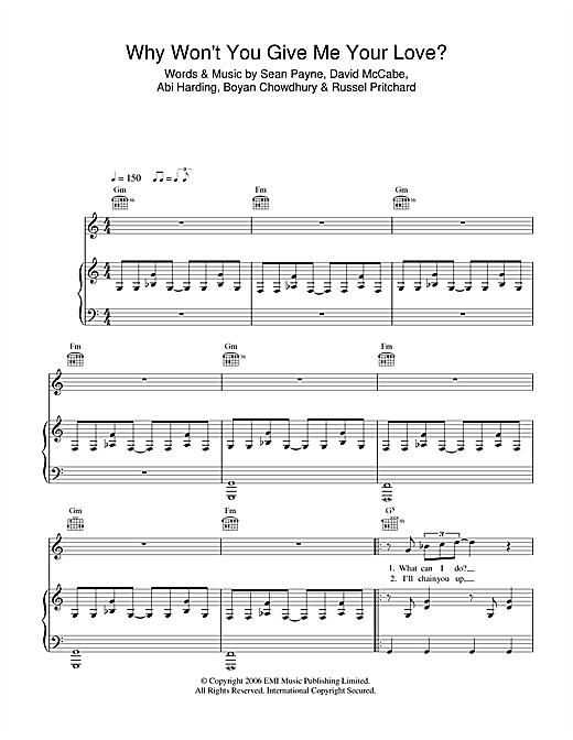 Preview The Zutons Why Won't You Give Me Your Love? Rock sheet music, notes and chords for Piano, Vocal & Guitar, SKU: 42127 sheet music, piano notes, chords, guitar tabs, score, transpose, transcribe, how to play, guide, download, learn, tutorial, progression, song, artist, awards, billboard, mtv, vh1, tour, single, album, release