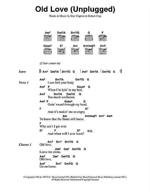 Preview Eric Clapton Old Love Rock sheet music, notes and chords for Lyrics & Chords, SKU: 42156 sheet music, piano notes, chords, guitar tabs, score, transpose, transcribe, how to play, guide, download, learn, tutorial, progression, song, artist, awards, billboard, mtv, vh1, tour, single, album, release
