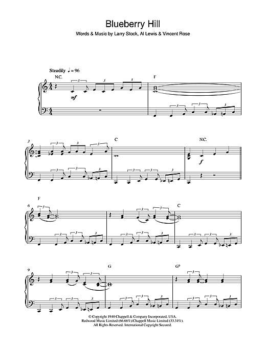 Preview Fats Domino Blueberry Hill Blues sheet music, notes and chords for Piano, SKU: 42227 sheet music, piano notes, chords, guitar tabs, score, transpose, transcribe, how to play, guide, download, learn, tutorial, progression, song, artist, awards, billboard, mtv, vh1, tour, single, album, release