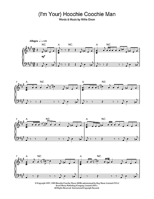 Preview Muddy Waters (I'm Your) Hoochie Coochie Man Blues sheet music, notes and chords for Piano, SKU: 42244 sheet music, piano notes, chords, guitar tabs, score, transpose, transcribe, how to play, guide, download, learn, tutorial, progression, song, artist, awards, billboard, mtv, vh1, tour, single, album, release