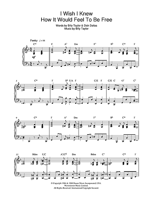 Preview Nina Simone I Wish I Knew How It Would Feel To Be Free Jazz sheet music, notes and chords for Piano, SKU: 42246 sheet music, piano notes, chords, guitar tabs, score, transpose, transcribe, how to play, guide, download, learn, tutorial, progression, song, artist, awards, billboard, mtv, vh1, tour, single, album, release