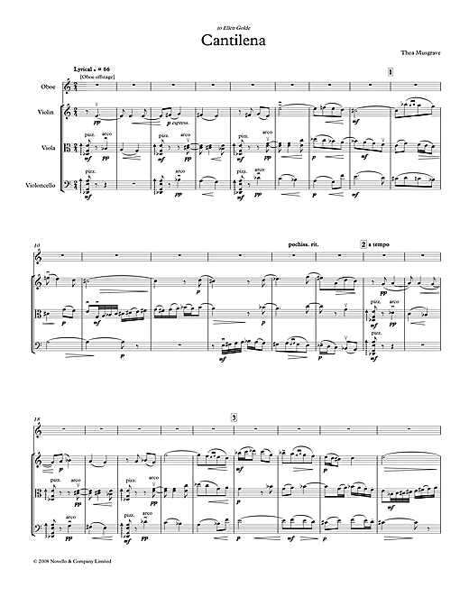 Preview Thea Musgrave Cantilena for Oboe Quartet (full score) Classical sheet music, notes and chords for Chamber Group, SKU: 44299 sheet music, piano notes, chords, guitar tabs, score, transpose, transcribe, how to play, guide, download, learn, tutorial, progression, song, artist, awards, billboard, mtv, vh1, tour, single, album, release
