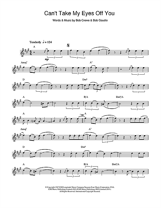 Preview Andy Williams Can't Take My Eyes Off Of You Pop sheet music, notes and chords for Saxophone, SKU: 44887 sheet music, piano notes, chords, guitar tabs, score, transpose, transcribe, how to play, guide, download, learn, tutorial, progression, song, artist, awards, billboard, mtv, vh1, tour, single, album, release