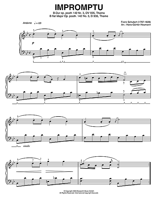 Preview Franz Schubert Impromptu No. 3 in B Flat Major (excerpt), Op.142 Classical sheet music, notes and chords for Piano, SKU: 46198 sheet music, piano notes, chords, guitar tabs, score, transpose, transcribe, how to play, guide, download, learn, tutorial, progression, song, artist, awards, billboard, mtv, vh1, tour, single, album, release