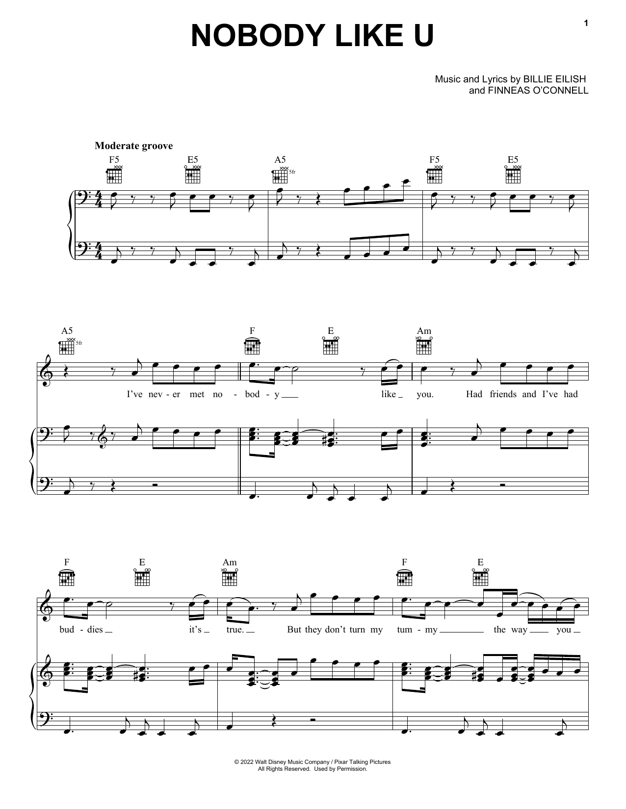 4*TOWN Nobody Like U (from Turning Red) sheet music notes and chords. Download Printable PDF.