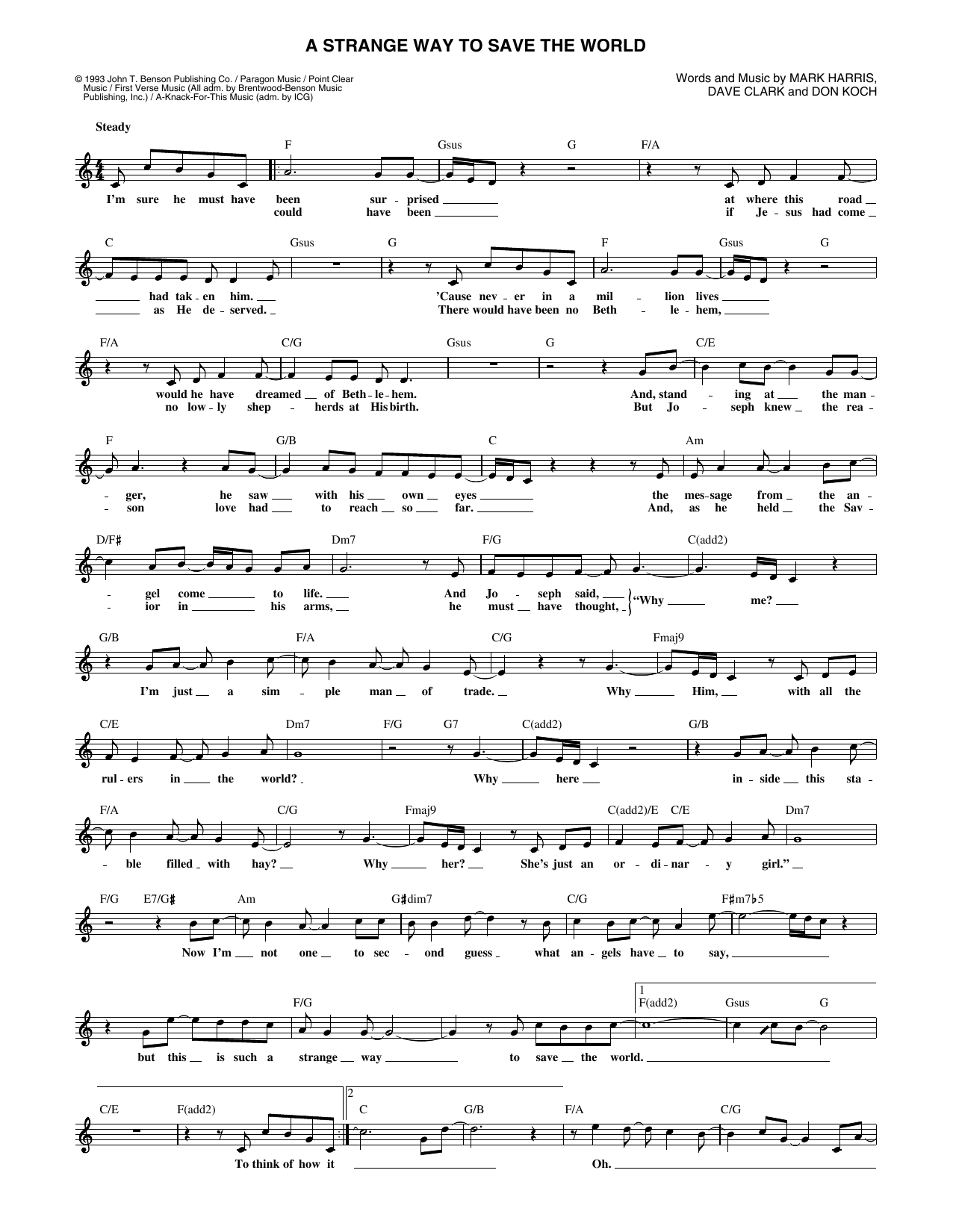 4Him A Strange Way To Save The World sheet music notes and chords. Download Printable PDF.