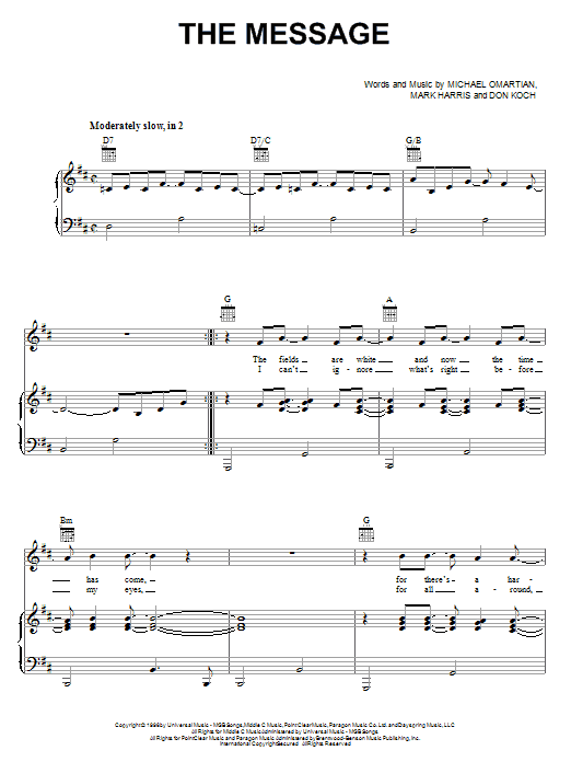 4Him The Message sheet music notes and chords. Download Printable PDF.