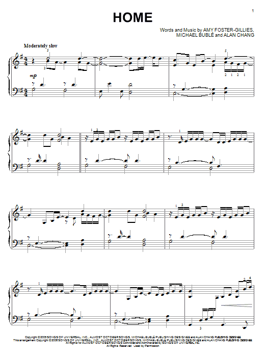 Preview Michael Buble Home Pop sheet music, notes and chords for Piano, SKU: 54418 sheet music, piano notes, chords, guitar tabs, score, transpose, transcribe, how to play, guide, download, learn, tutorial, progression, song, artist, awards, billboard, mtv, vh1, tour, single, album, release