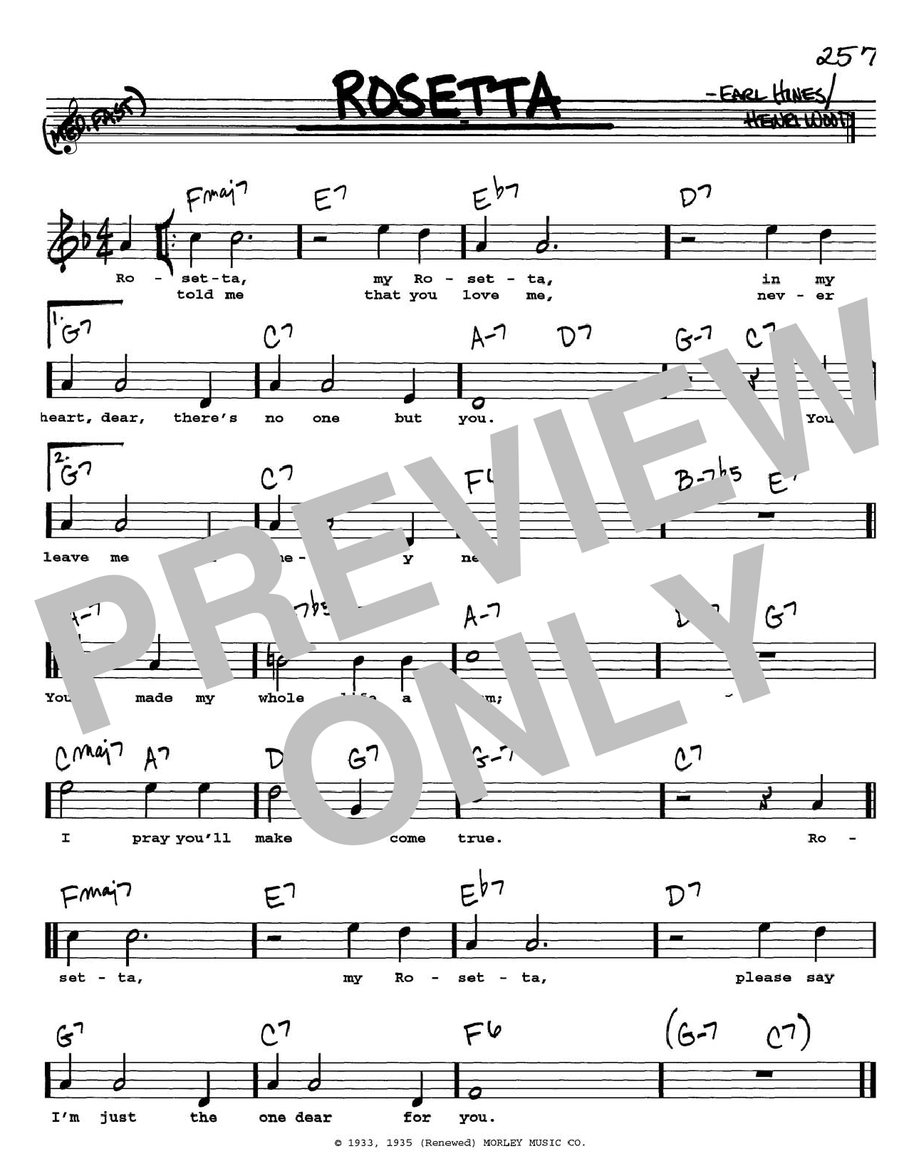 Preview Earl Hines Rosetta Jazz sheet music, notes and chords for Real Book – Melody, Lyrics & Chords, SKU: 61019 sheet music, piano notes, chords, guitar tabs, score, transpose, transcribe, how to play, guide, download, learn, tutorial, progression, song, artist, awards, billboard, mtv, vh1, tour, single, album, release