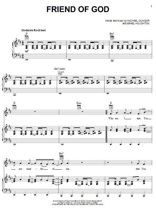 Preview Israel Houghton Friend Of God Pop sheet music, notes and chords for Piano, Vocal & Guitar (Right-Hand Melody), SKU: 62320 sheet music, piano notes, chords, guitar tabs, score, transpose, transcribe, how to play, guide, download, learn, tutorial, progression, song, artist, awards, billboard, mtv, vh1, tour, single, album, release