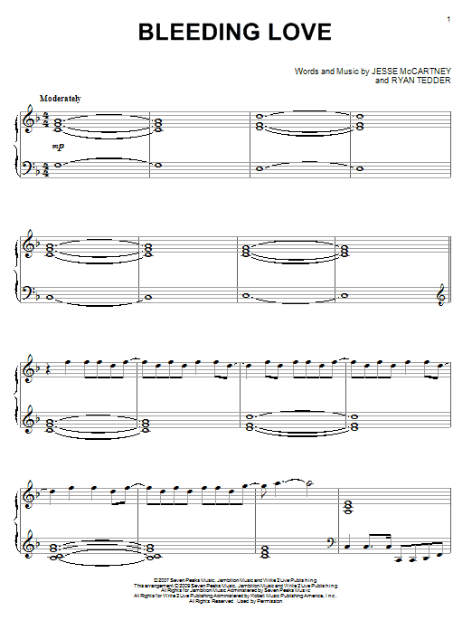 Preview Leona Lewis Bleeding Love Pop sheet music, notes and chords for Piano, SKU: 72484 sheet music, piano notes, chords, guitar tabs, score, transpose, transcribe, how to play, guide, download, learn, tutorial, progression, song, artist, awards, billboard, mtv, vh1, tour, single, album, release