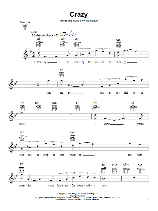 Preview Patsy Cline Crazy Pop sheet music, notes and chords for Ukulele, SKU: 80961 sheet music, piano notes, chords, guitar tabs, score, transpose, transcribe, how to play, guide, download, learn, tutorial, progression, song, artist, awards, billboard, mtv, vh1, tour, single, album, release