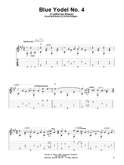 Preview Jimmie Rodgers Blue Yodel No. 4 (California Blues) Country sheet music, notes and chords for Guitar Tab, SKU: 83131 sheet music, piano notes, chords, guitar tabs, score, transpose, transcribe, how to play, guide, download, learn, tutorial, progression, song, artist, awards, billboard, mtv, vh1, tour, single, album, release