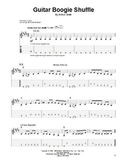 Preview The Virtues Guitar Boogie Shuffle Jazz sheet music, notes and chords for Guitar Tab Play-Along, SKU: 93496 sheet music, piano notes, chords, guitar tabs, score, transpose, transcribe, how to play, guide, download, learn, tutorial, progression, song, artist, awards, billboard, mtv, vh1, tour, single, album, release