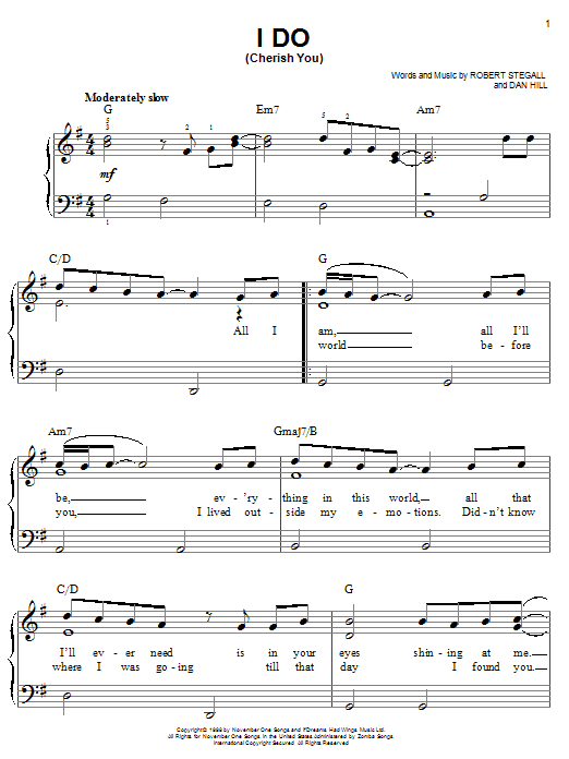 98 Degrees I Do (Cherish You) sheet music notes and chords. Download Printable PDF.
