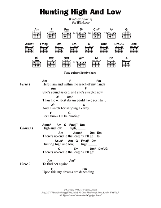 A-Ha "Hunting High And Low" Sheet Music PDF Notes, Chords | Pop.