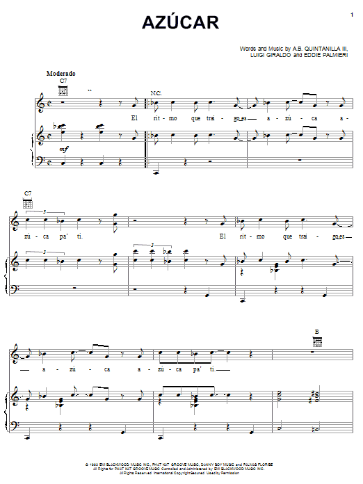 A.B. Quintanilla III Azucar sheet music notes and chords. Download Printable PDF.