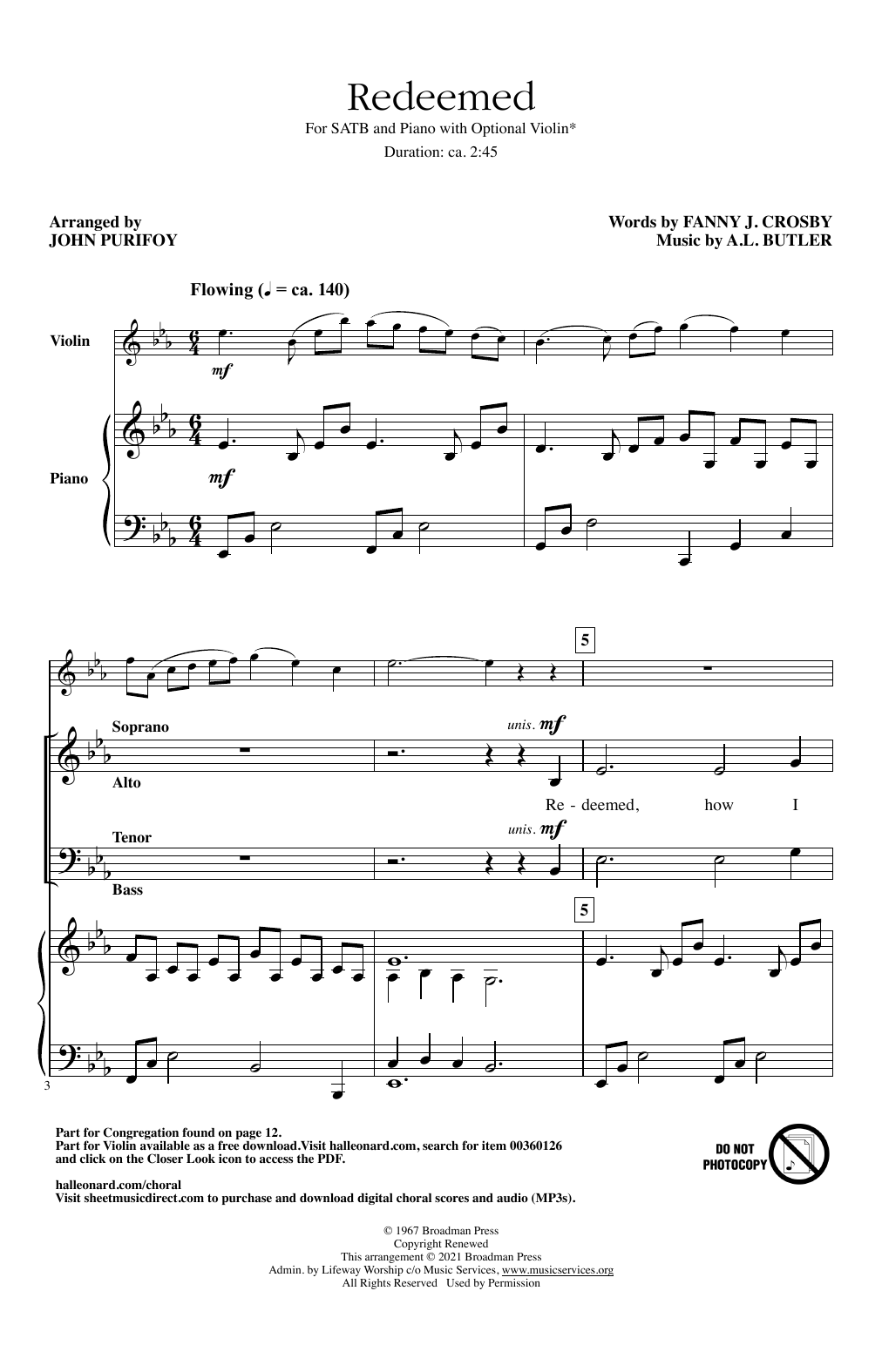 Learn to play A.L. Butler Redeemed (arr. John Purifoy) sheet music for SATB Choir in minutes. A.L. Butler Redeemed (arr. John Purifoy) sheet music notes and chords. Download Printable PDF.