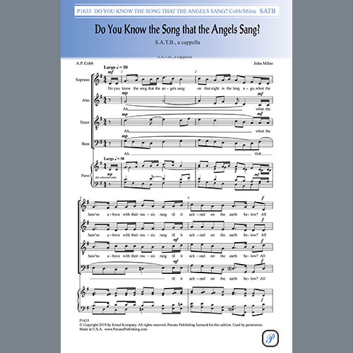 A.P. Cobb and John Milne Download Printable PDF Score Easily Download A.P. Cobb and John Milne Printable PDF piano music notes, guitar tabs for SATB Choir. Transpose or transcribe this score in no time - Learn how to play song progression.