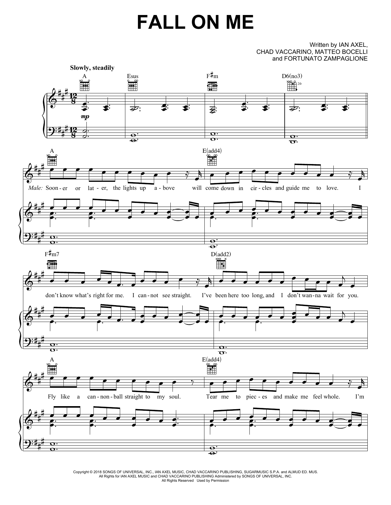 A Great Big World Christina Aguilera Fall On Me Sheet Music Pdf Notes Chords Pop Score Piano Vocal Guitar Right Hand Melody Download Printable Sku