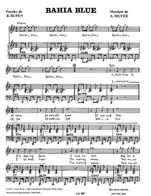 A Koulouris Bahia Blue sheet music notes and chords. Download Printable PDF.