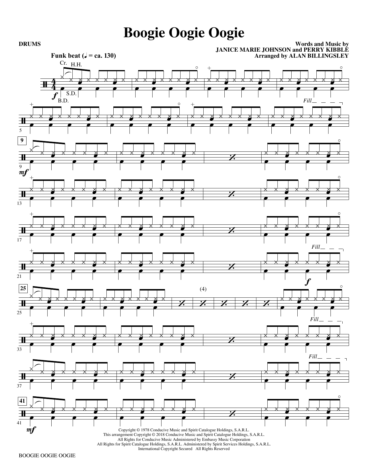 A Taste Of Honey Boogie Oogie Oogie Arr Alan Billingsley Drums Sheet Music Pdf Notes Chords Disco Score Choir Instrumental Pak Download Printable Sku 381062