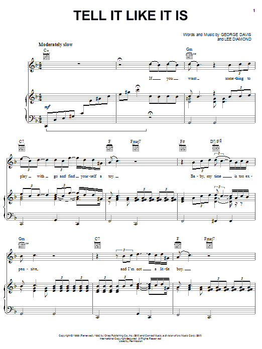 Learn to play Aaron Neville Tell It Like It Is sheet music for Piano, Vocal & Guitar (Right-Hand Melody) in minutes. Aaron Neville Tell It Like It Is sheet music notes and chords. Download Printable PDF.