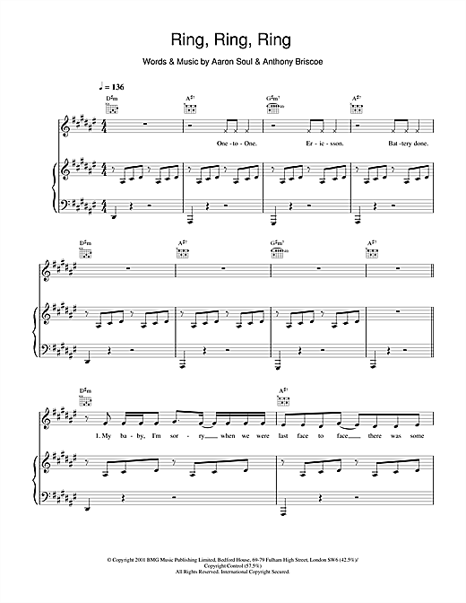 Aaron Soul Ring, Ring, Ring sheet music notes and chords. Download Printable PDF.