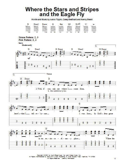 Learn to play Aaron Tippin Where The Stars And Stripes And The Eagle Fly sheet music for Easy Guitar Tab in minutes. Aaron Tippin Where The Stars And Stripes And The Eagle Fly sheet music notes and chords. Download Printable PDF.