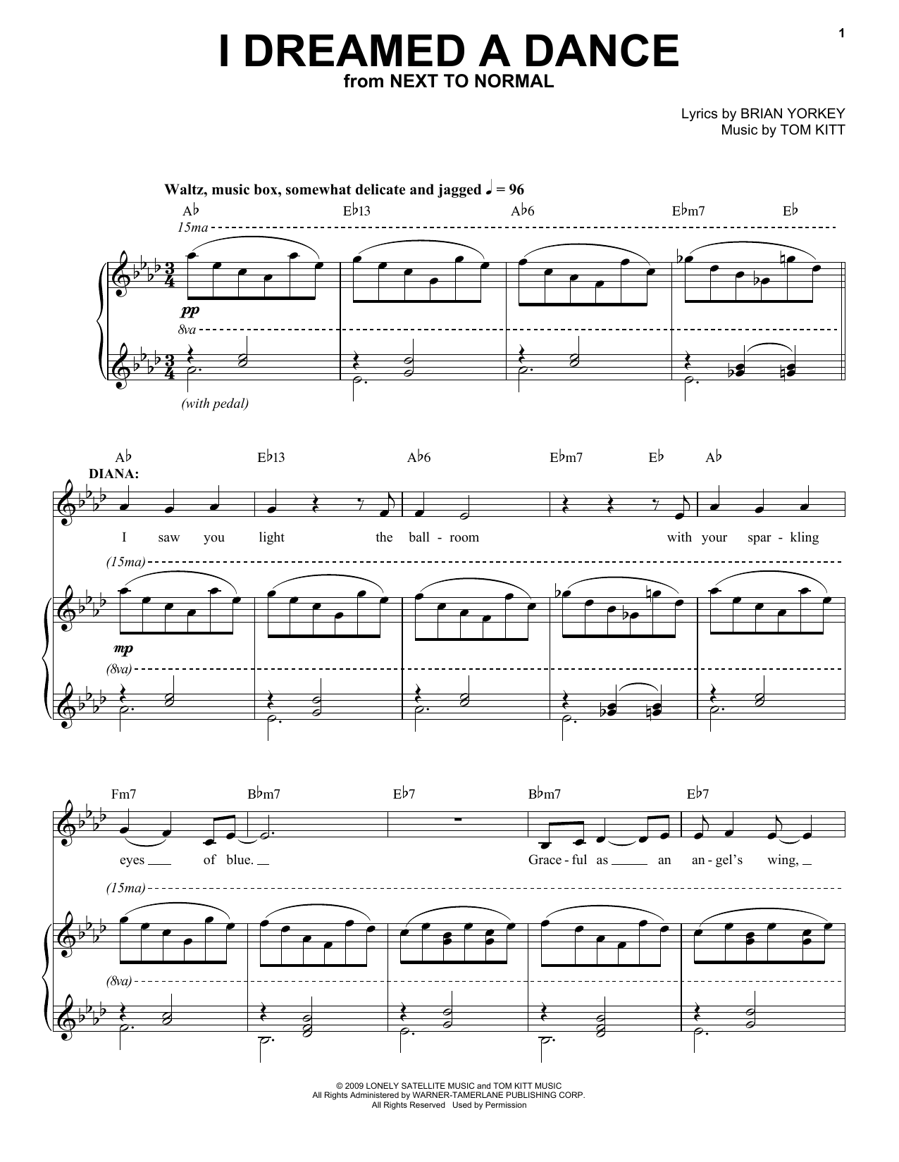 Aaron Tveit I Dreamed A Dance From Next To Normal Sheet Music Pdf Notes Chords Broadway Score Piano Vocal Download Printable Sku 411088