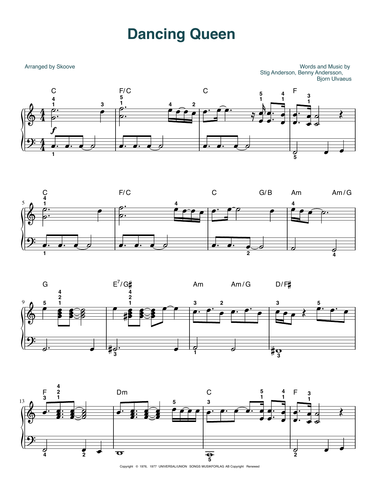 Download ABBA "Dancing Queen (arr. Skoove)" Sheet Music & PDF Chords