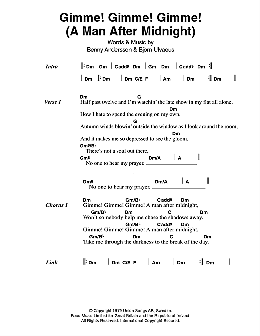 Abba Gimme Gimme Gimme A Man After Midnight Sheet Music Pdf Notes Chords Pop Score Alto Sax Solo Download Printable Sku 48399