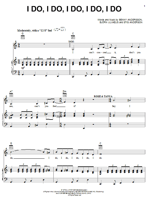 ABBA I Do, I Do, I Do, I Do, I Do sheet music notes and chords. Download Printable PDF.
