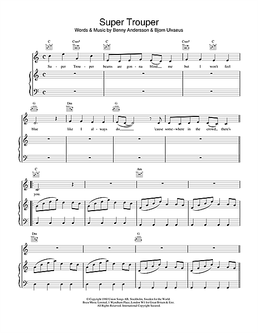 Abba Super Trouper Sheet Music Pdf Notes Chords Pop Score Recorder Download Printable Sku 104679 Super trouper, the winner takes it all, on and on and on. abba super trouper sheet music notes chords download printable recorder pdf score sku 104679