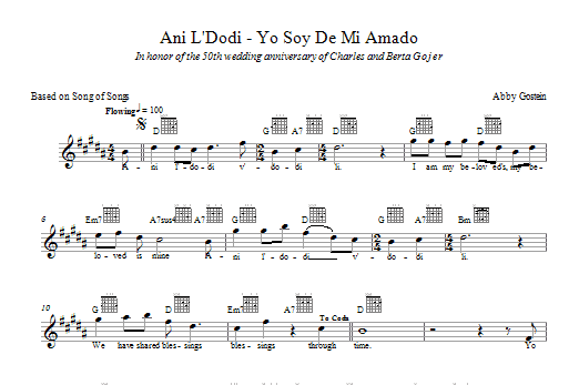 Abby Gostein Ani L'dodi sheet music notes and chords. Download Printable PDF.