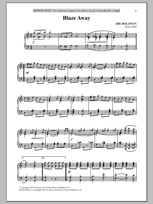 Abe Holzman Blaze Away sheet music notes and chords. Download Printable PDF.