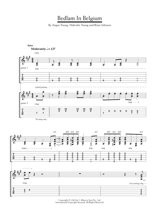 AC/DC Bedlam In Belgium sheet music notes and chords. Download Printable PDF.