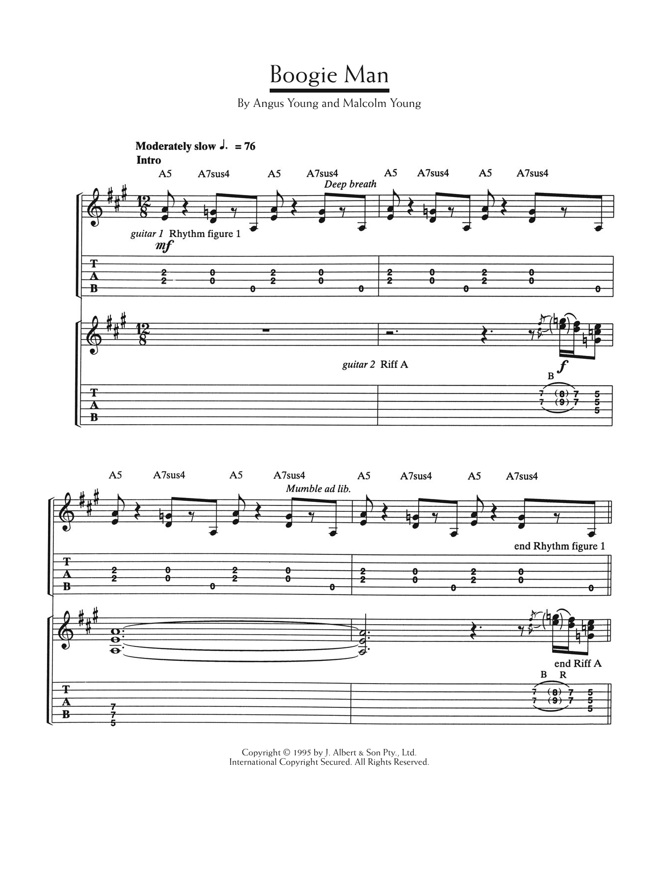 AC/DC "Boogie Sheet Music PDF Notes, Chords | Rock Score Guitar Tab Download Printable. SKU: 124051