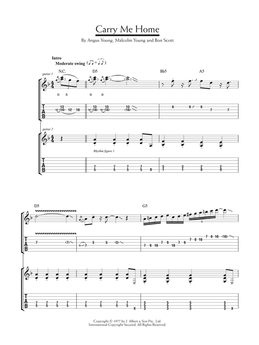 AC/DC Carry Me Home sheet music notes and chords. Download Printable PDF.