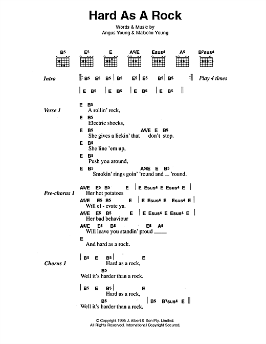 AC/DC "Hard As Rock" Sheet Music PDF Notes, Chords | Score Guitar Download Printable. SKU: 124061