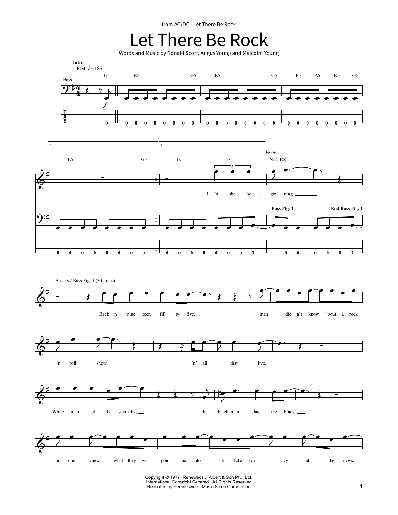 AC/DC Let There Be Rock sheet music notes and chords. Download Printable PDF.