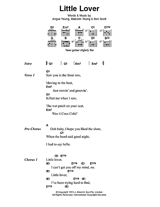 AC/DC Little Lover sheet music notes and chords. Download Printable PDF.