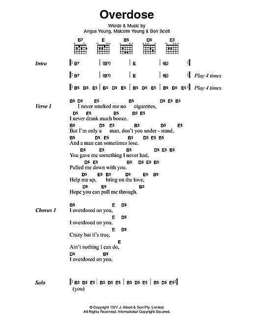 AC/DC Overdose sheet music notes and chords. Download Printable PDF.