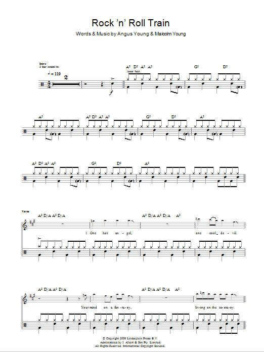 AC/DC 'N' Roll Train" Sheet Music PDF Notes, | Rock Score Drums Download Printable. SKU: 102223